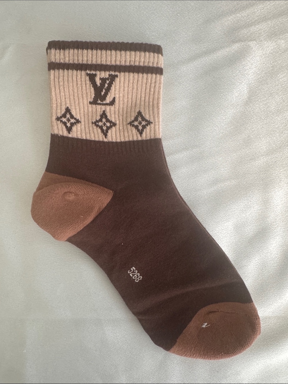 New! Louis Vuitton Men's Brown Logo Crew Socks - Luxury Designer Style
